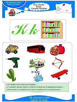 Çocuklar İçin K Sesi Çalışma Sayfaları 